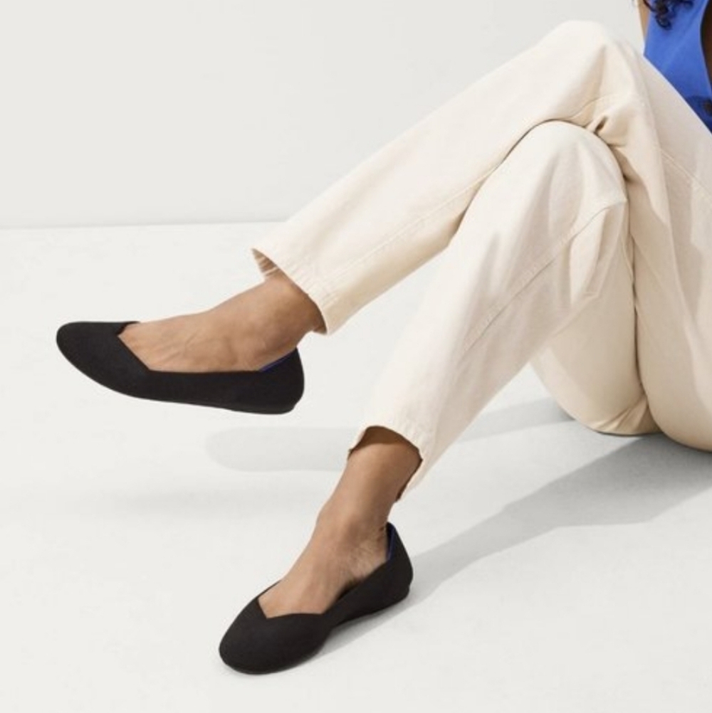 Rothy's The Flat in Black Solid Ballet Shoe Size 8